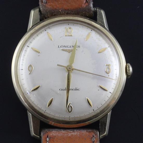 A gentlemans 1960s 9ct gold Longines automatic wrist watch,
